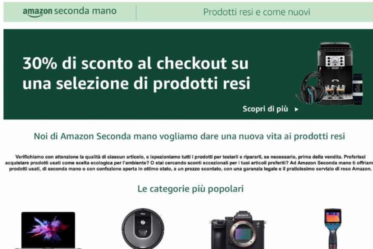 Sconti su Amazon per inaugurare la sezione Amazon Seconda Mano