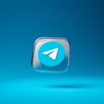 Icona della piattaforma Telegram in 3D con sfondo azzurro